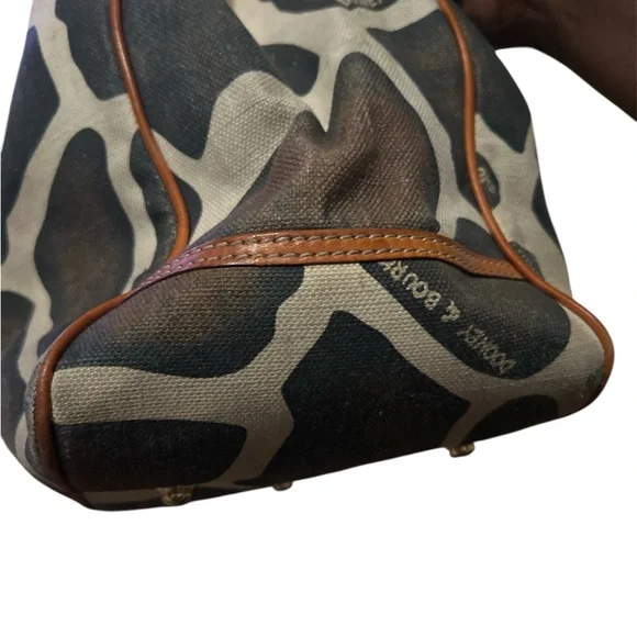 Dooney & Bourke Giraffe Print Canvas Brown and Black Tote with Leather Accents